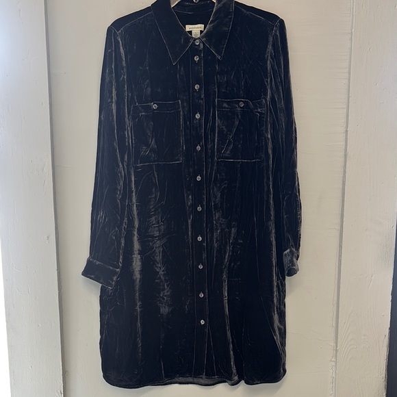Sundance Charcoal Rocio Velvet Shirt Dress Size Large - Picture 2 of 5
